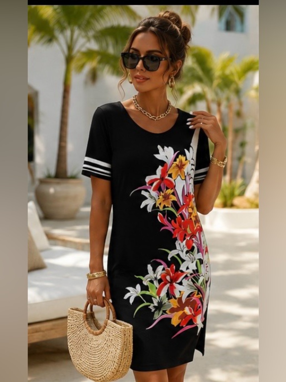 Michael Tyler Vibrant Floral Lined Dress